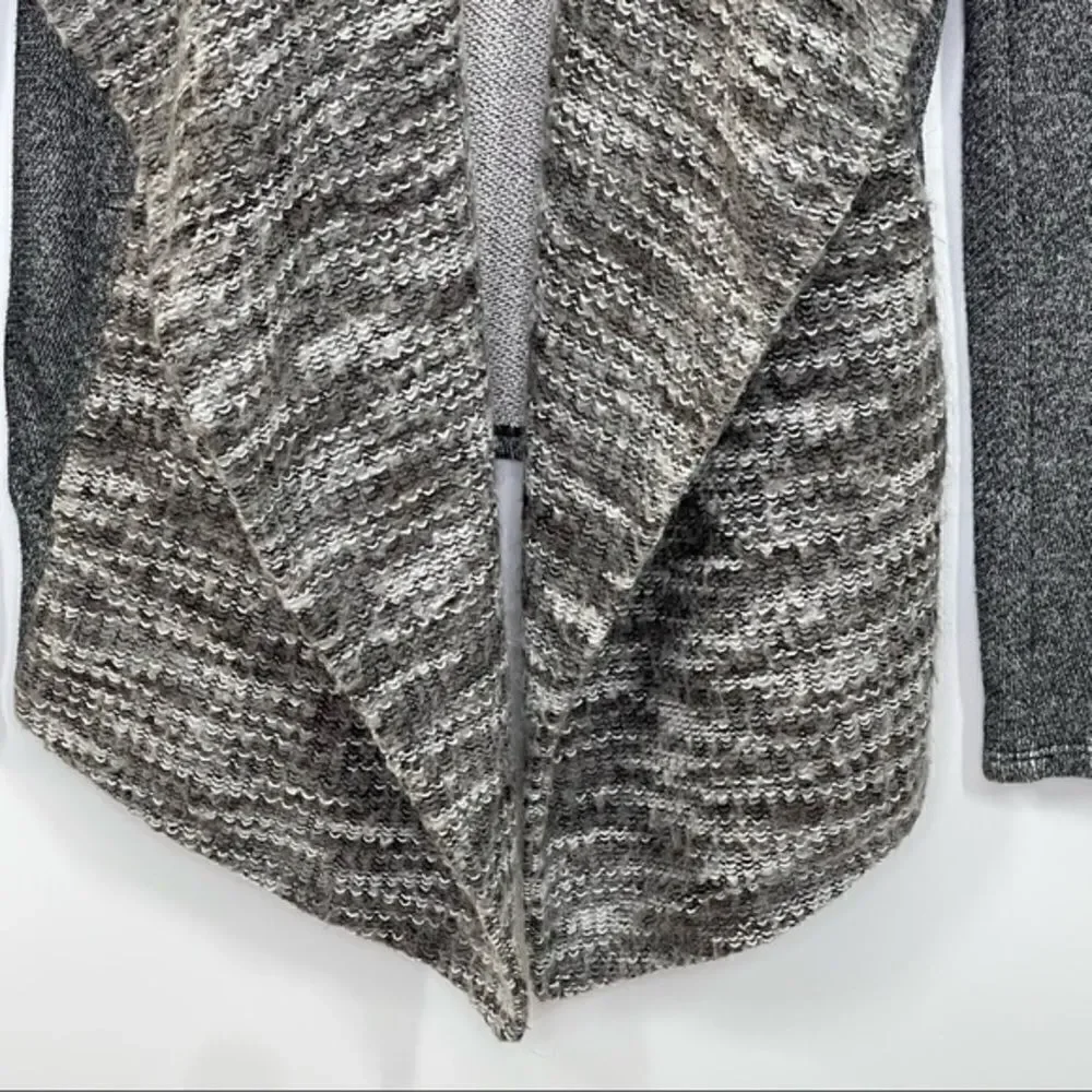Lucky Brand Draped Mixed Media Open Knit Cardigan Extra Small